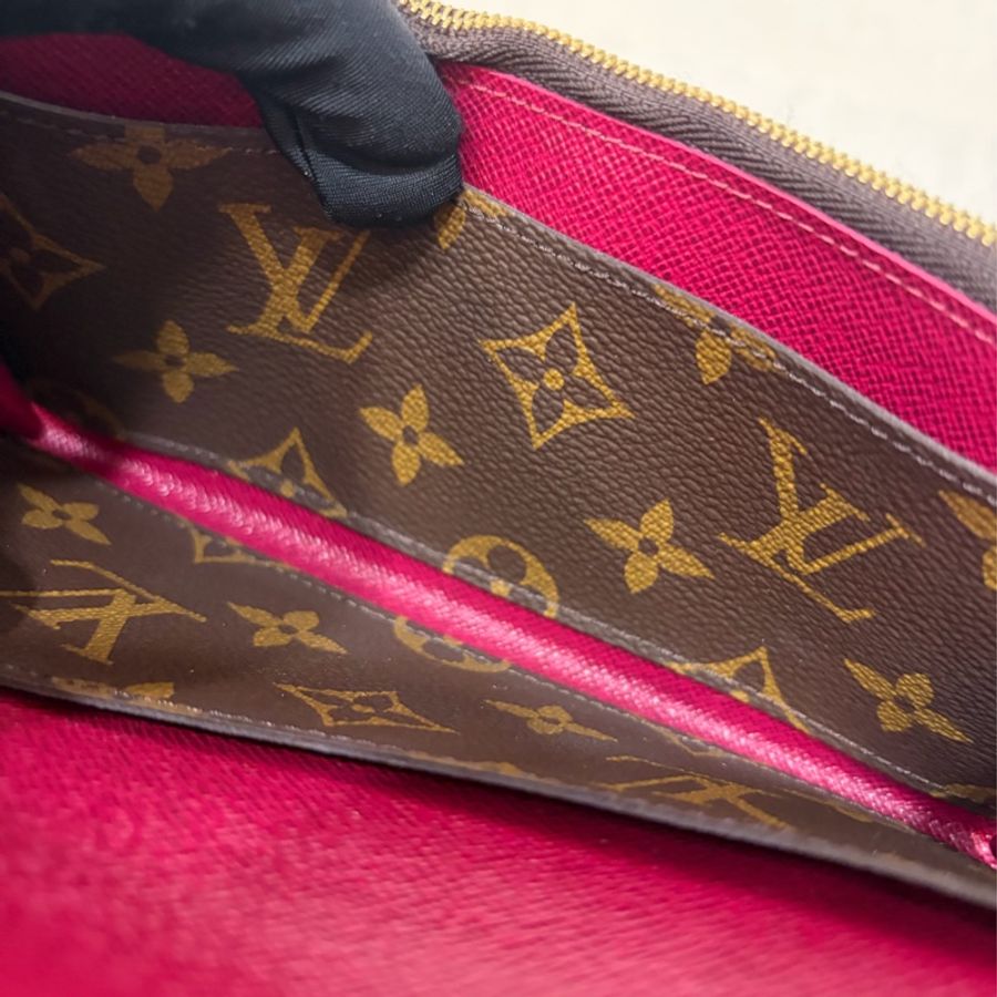 LV M60697 原花 金釦 紫皮 釦式 長夾  Emilie 錢包-39