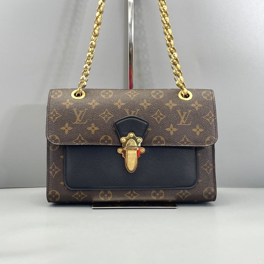 路易威登/Louis Vuitton 維多利亞鏈條包 老花拼黑-5