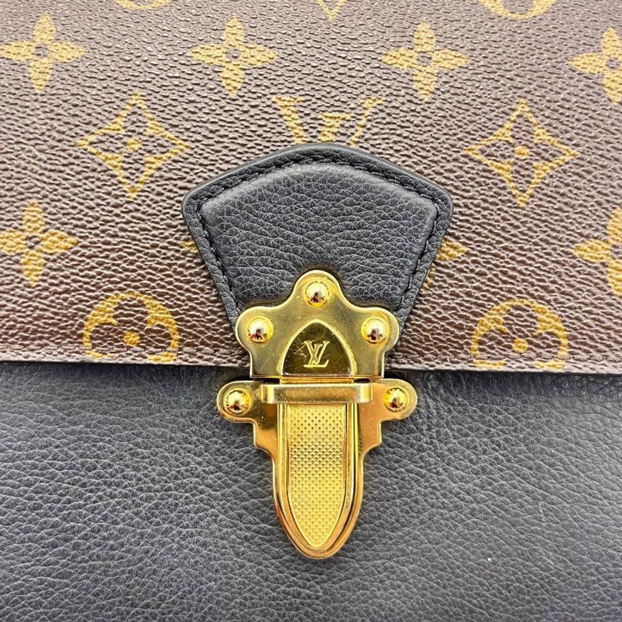 路易威登/Louis Vuitton 維多利亞鏈條包 老花拼黑-9