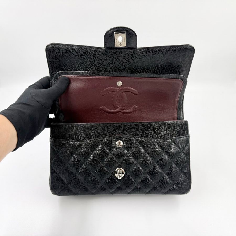 Chanel🖤黑銀荔枝牛皮coco25口蓋包A01112-8