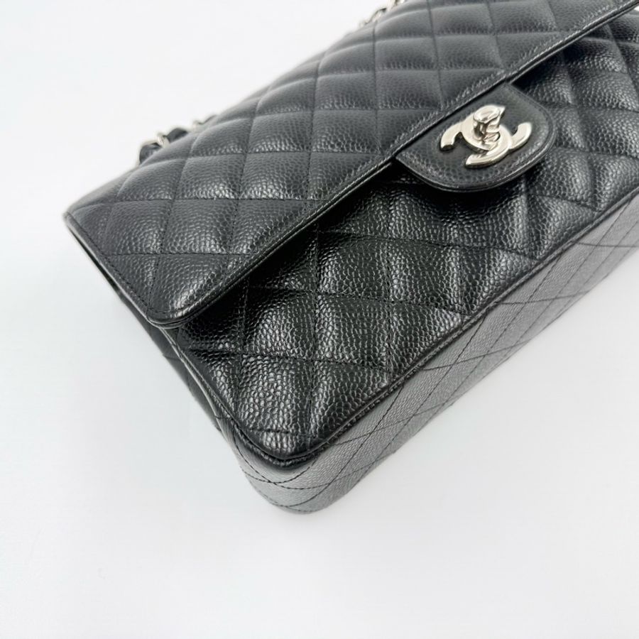 Chanel🖤黑銀荔枝牛皮coco25口蓋包A01112-12
