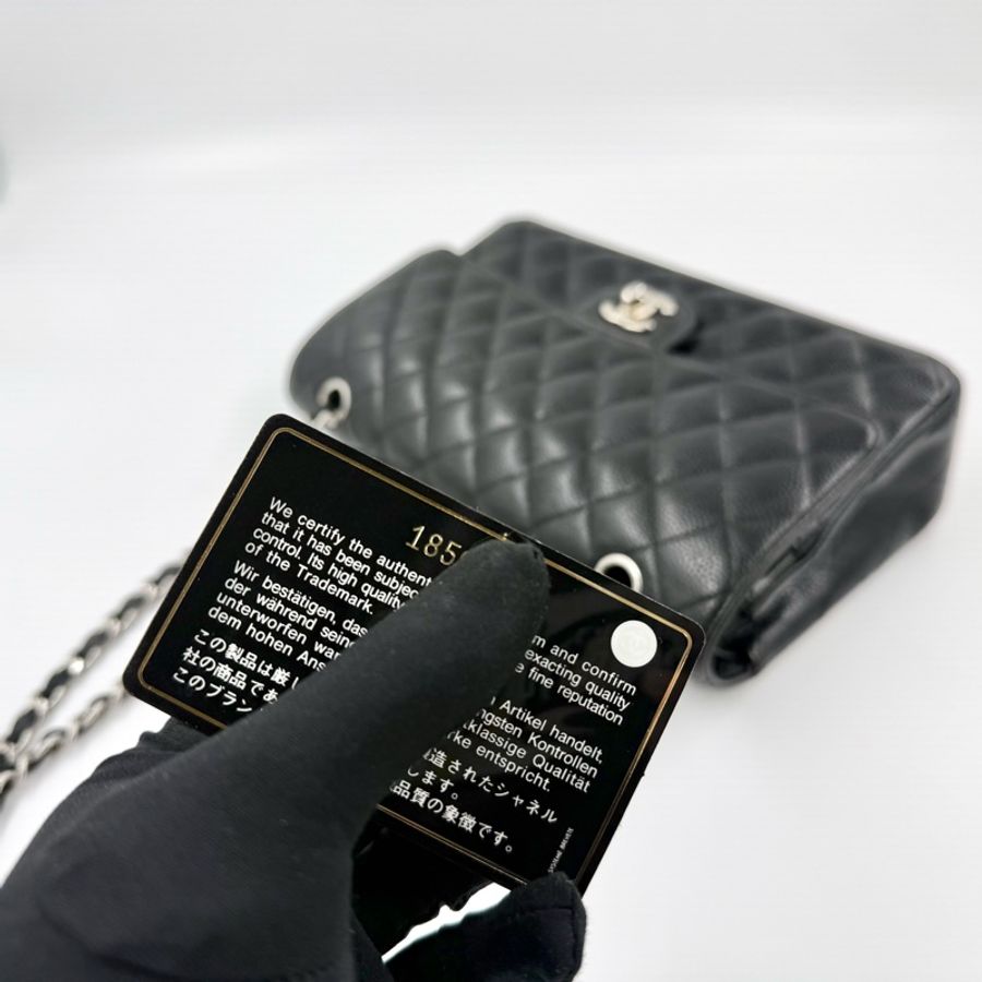 Chanel🖤黑銀荔枝牛皮coco25口蓋包A01112-19