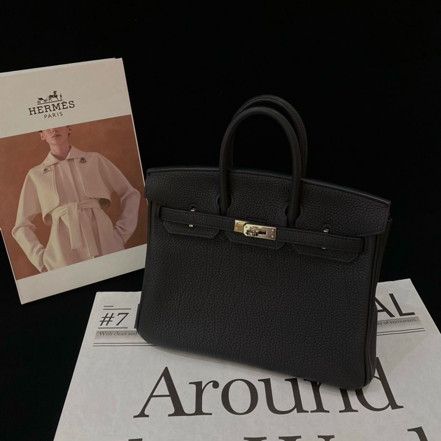 愛馬仕/Hermes Birkin25 手提包 黑銀 Togo皮-1