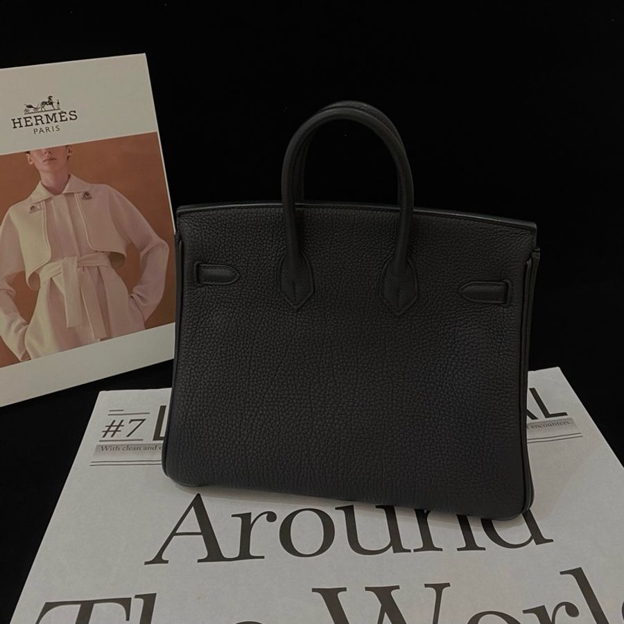 愛馬仕/Hermes Birkin25 手提包 黑銀 Togo皮-3