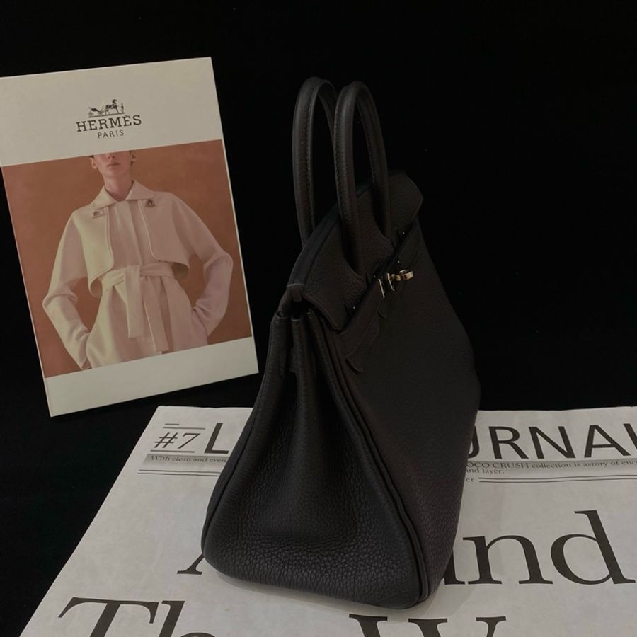 愛馬仕/Hermes Birkin25 手提包 黑銀 Togo皮-4