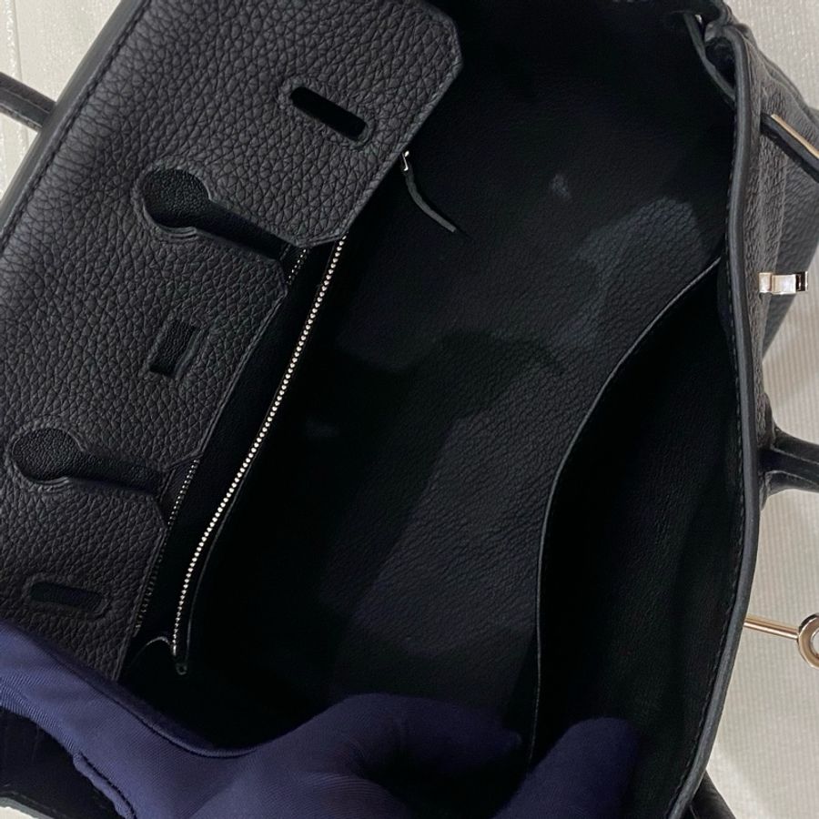 愛馬仕/Hermes Birkin25 手提包 黑銀 Togo皮-7