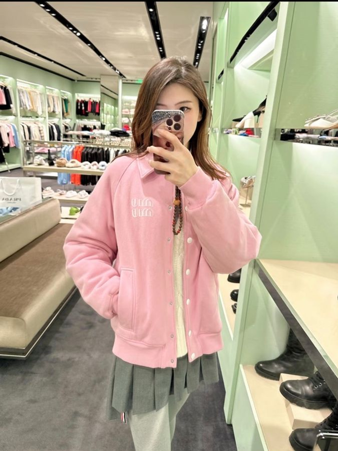 MIU MIU 粉紅棒球外套-2