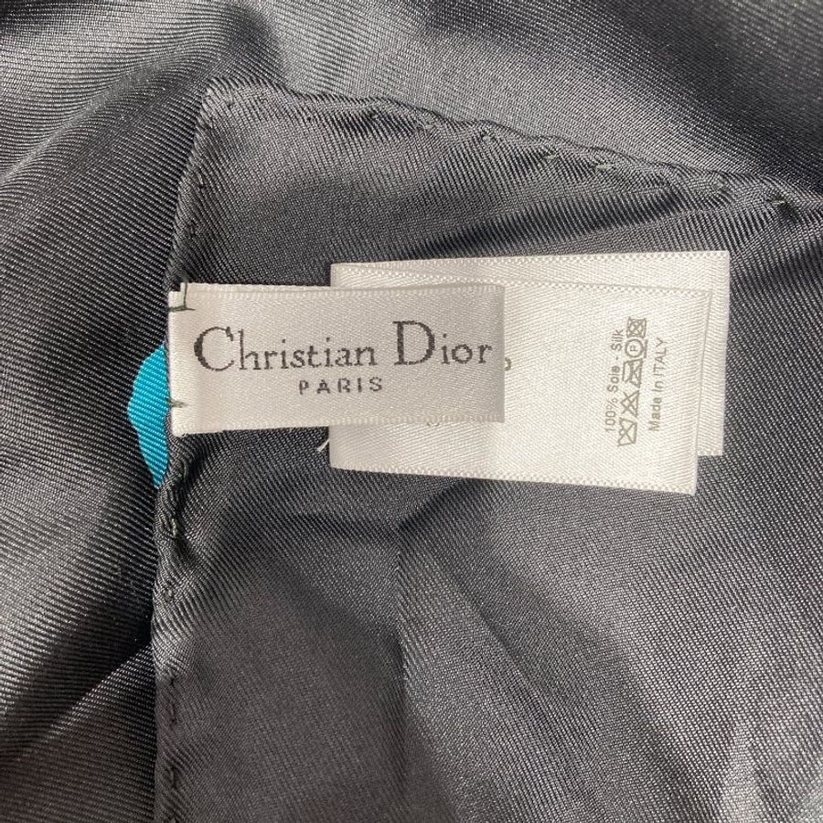 DIOR 迪奧 LOGO塗鴉絲巾 蠶絲 黑色-3