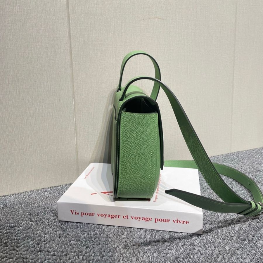 愛馬仕/Hermes Hermès Della Cavalleria mini牛油果綠 Epsom皮 銀扣 單肩包斜挎包-1