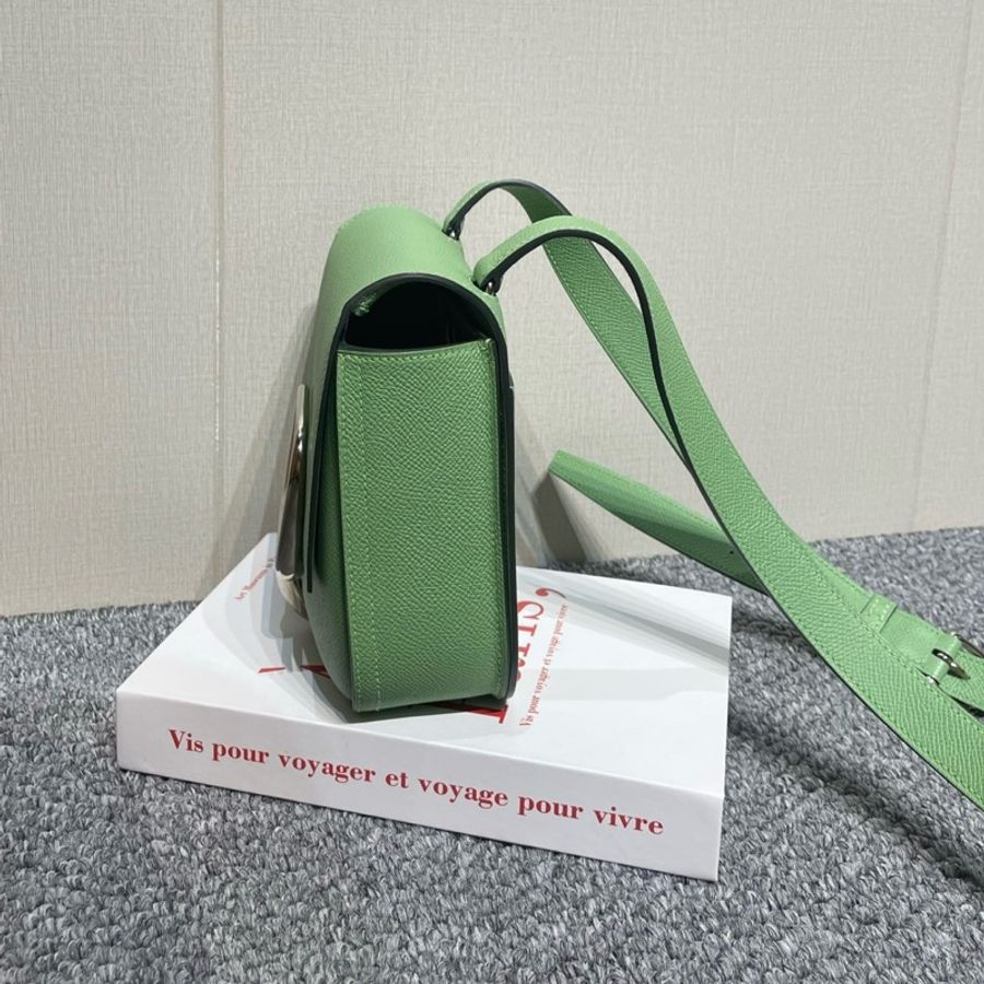 愛馬仕/Hermes Hermès Della Cavalleria mini牛油果綠 Epsom皮 銀扣 單肩包斜挎包-2