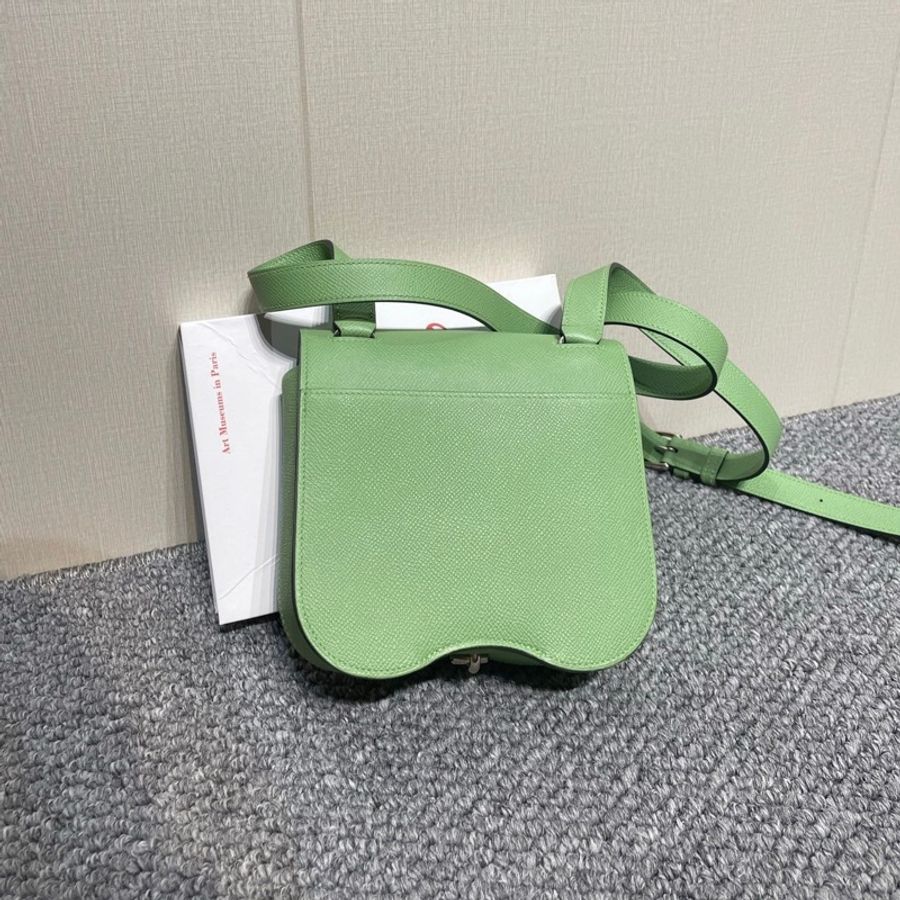 愛馬仕/Hermes Hermès Della Cavalleria mini牛油果綠 Epsom皮 銀扣 單肩包斜挎包-3