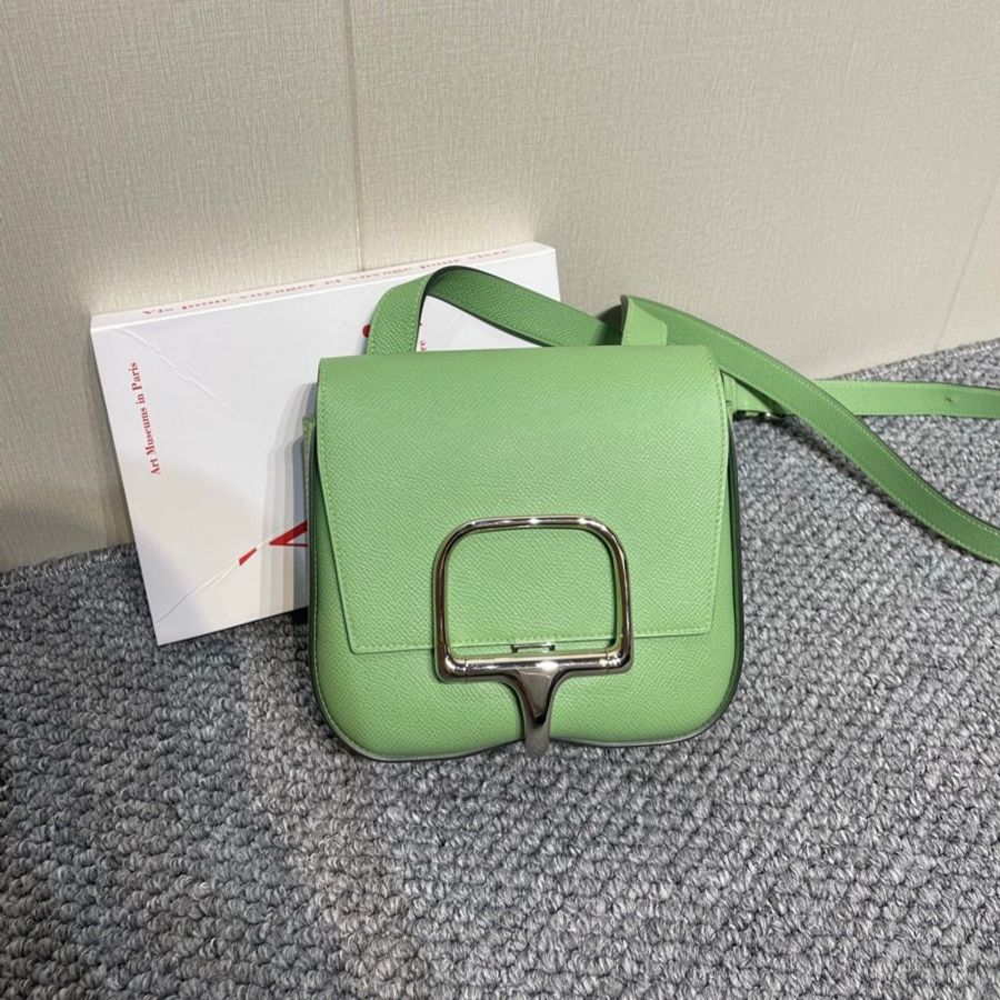 愛馬仕/Hermes Hermès Della Cavalleria mini牛油果綠 Epsom皮 銀扣 單肩包斜挎包-5