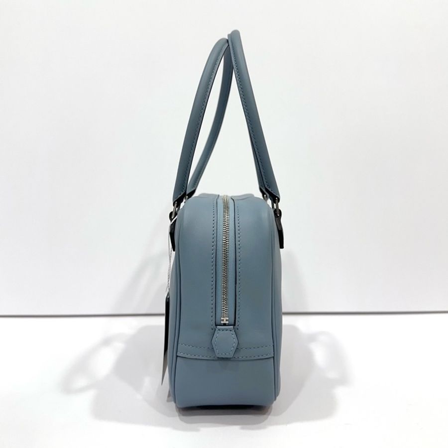 Hermes 愛馬仕 mini Plume 手提包肩背包Swift皮 亞麻藍銀扣-6