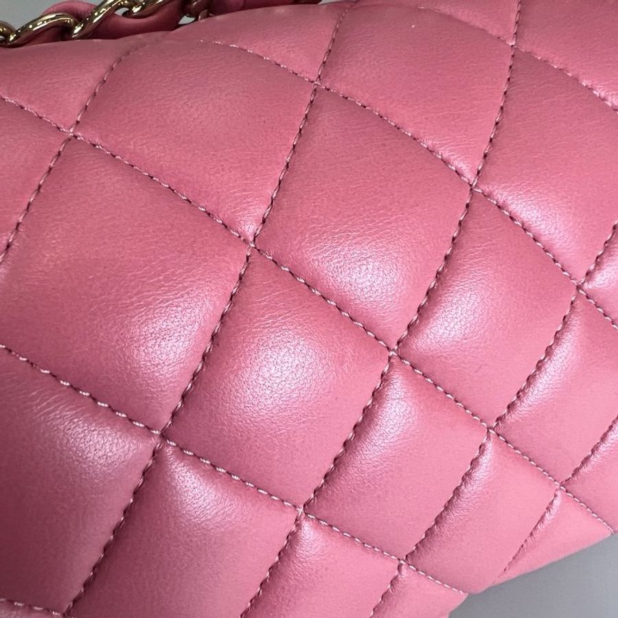 CHANEL CF25側肩包 粉羊皮 A01112/晶片款-10