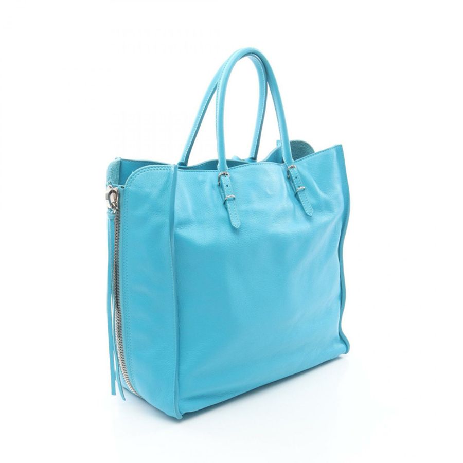 BALENCIAGA A5 紙手提包,皮革材質,淺藍色,二手女款-1