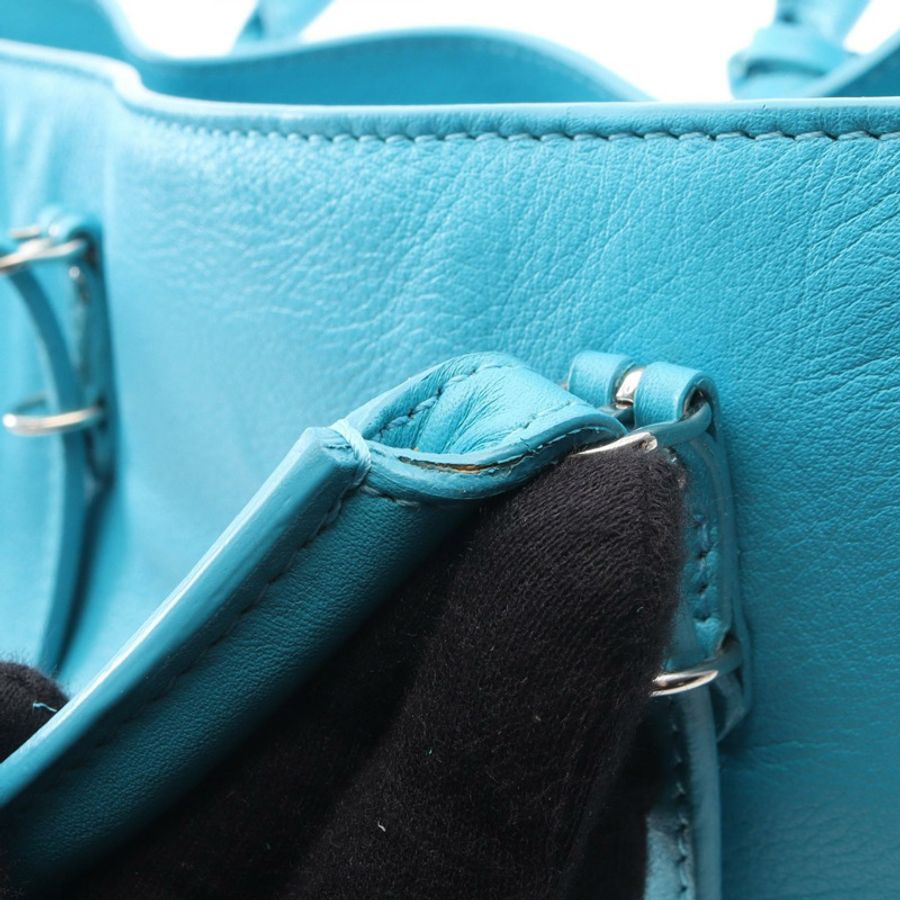 BALENCIAGA A5 紙手提包,皮革材質,淺藍色,二手女款-5