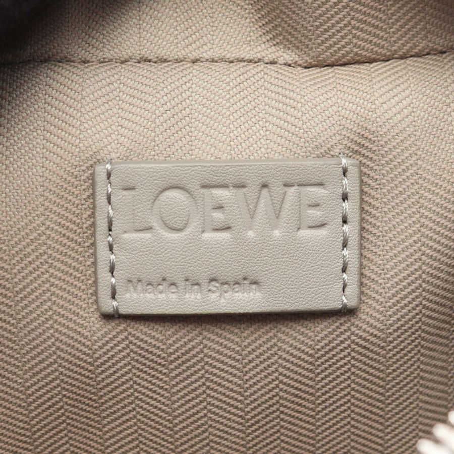 LOEWE 斜背相機迷你單肩手提包 C565R41X05 皮革 灰色 二手 男士-3