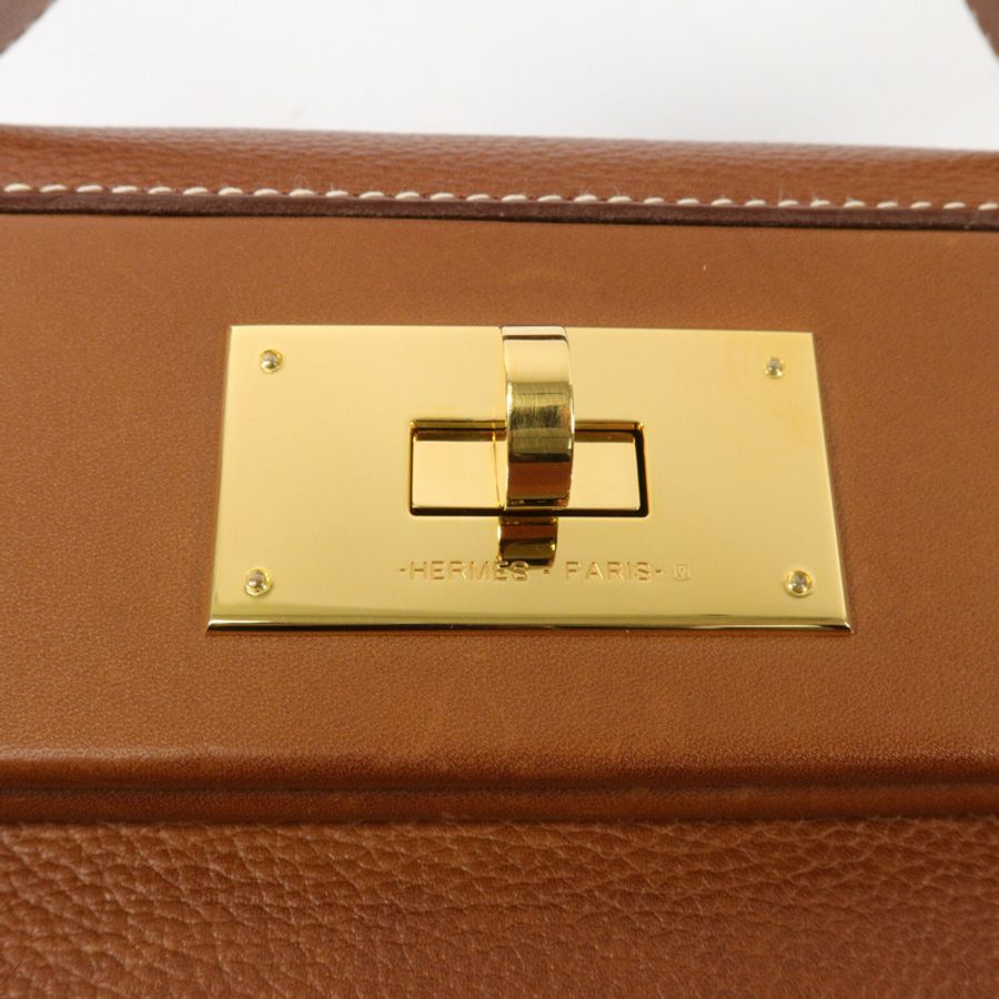 HERMES Barenia皮革24/24 29cm手挽肩背兩用袋Gold-7