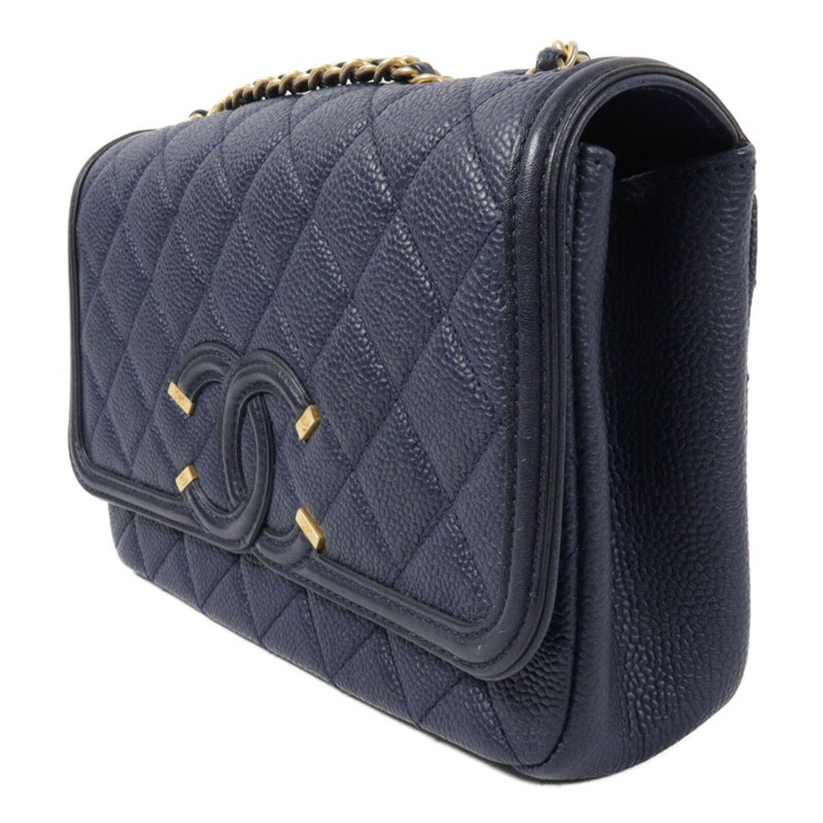 CHANEL 牛皮皮革CC Filigree Flap Bag鏈帶肩背袋-2