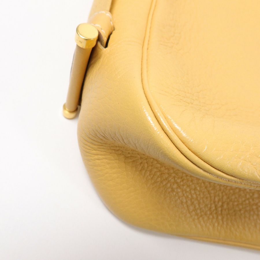 HERMES Clemence皮革Tsako肩背袋Jaune-10