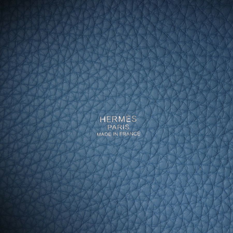 HERMES Clemence皮革Picotin PM手挽袋Bleu Jean-5