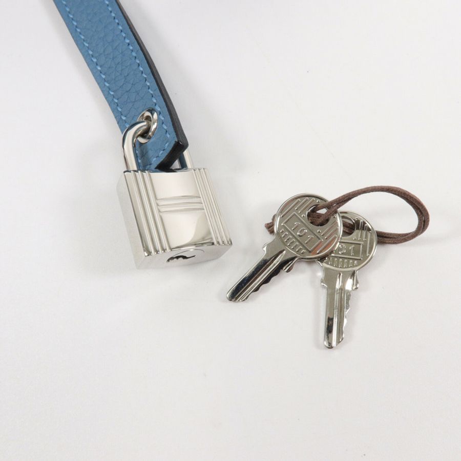 HERMES Clemence皮革Picotin PM手挽袋Bleu Jean-7