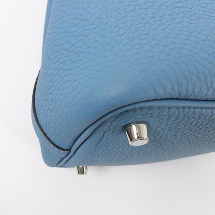 HERMES Clemence皮革Picotin PM手挽袋Bleu Jean-11