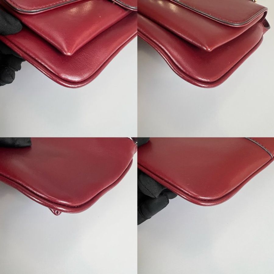 GUCCI 550129 酒紅皮革側肩包-11