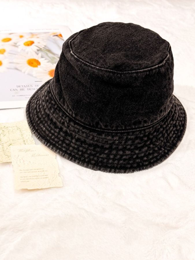 CELINE 水洗黑牛仔刺繡字母漁夫帽-2