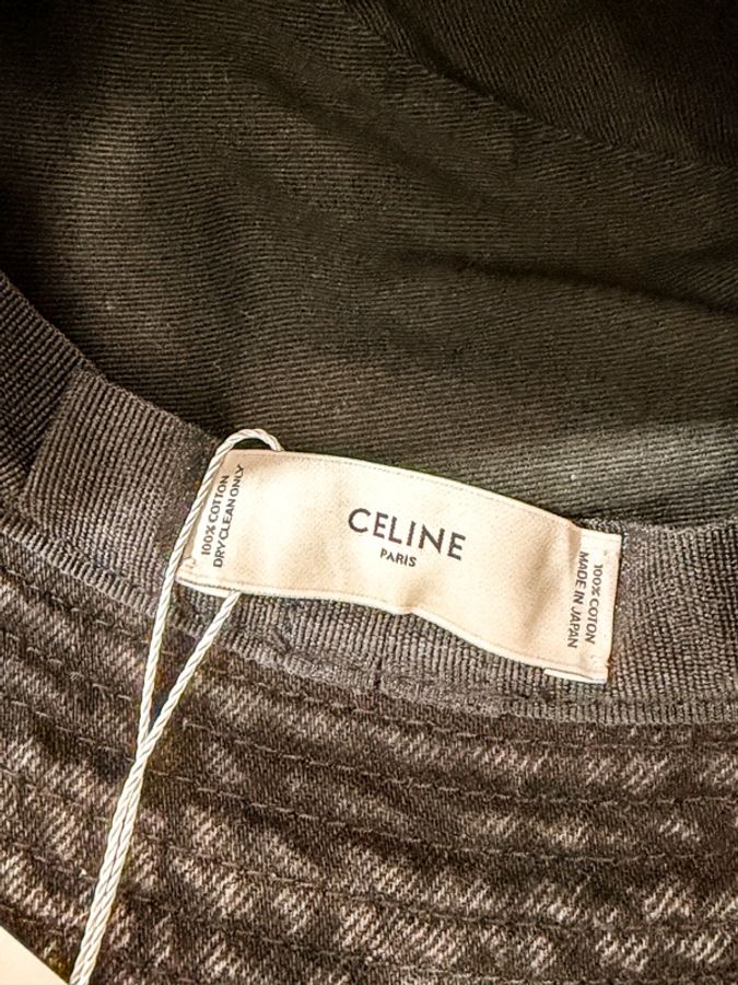CELINE 水洗黑牛仔刺繡字母漁夫帽-3