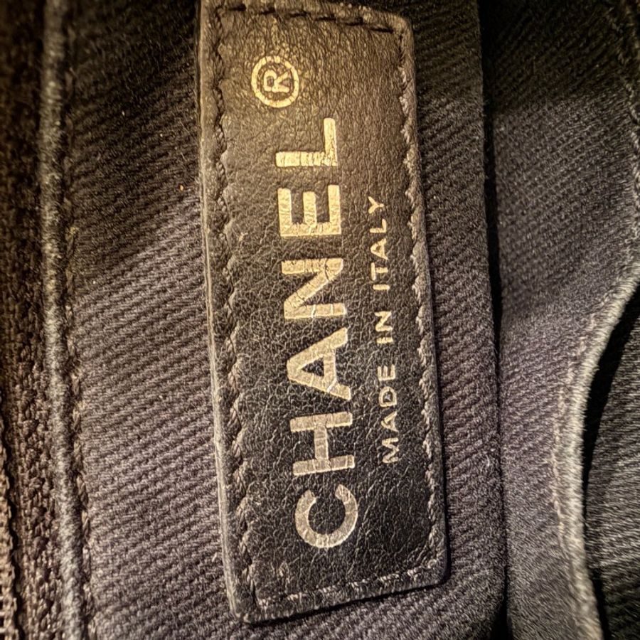 Chanel香奈兒中古黑銀菱格鏈條托特包媽咪包-6