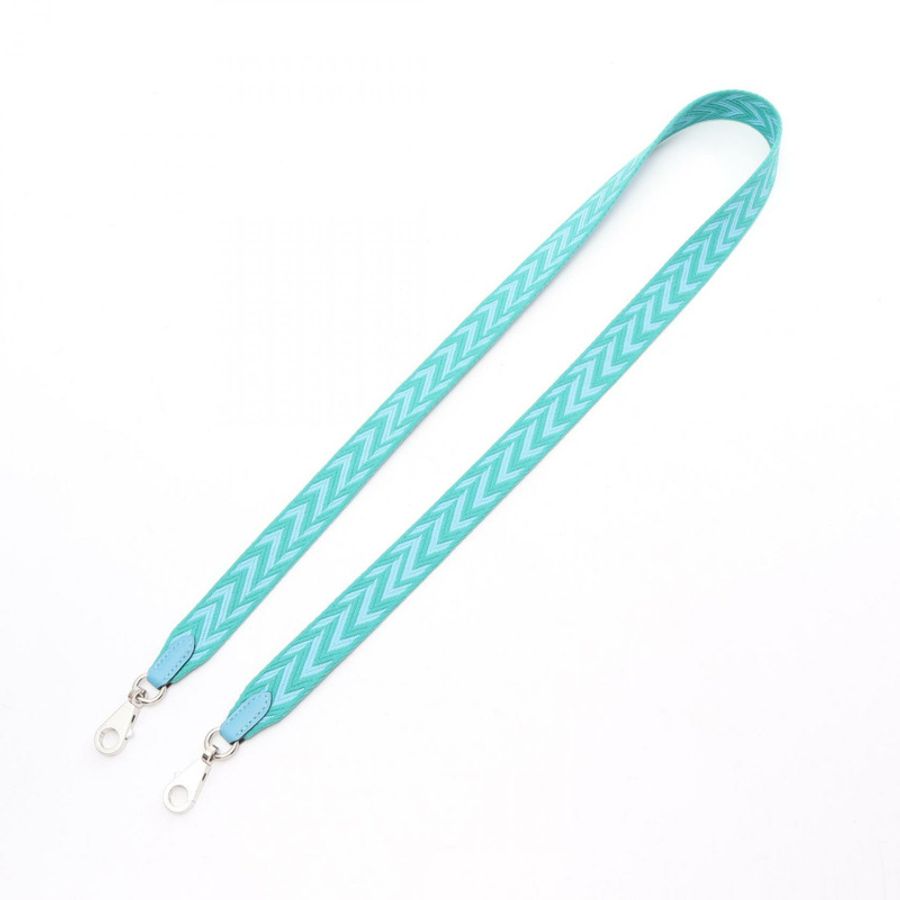 愛馬仕 Bandouliere Sangle Zigzag 肩帶帆布皮革綠藍色 SHW D-1