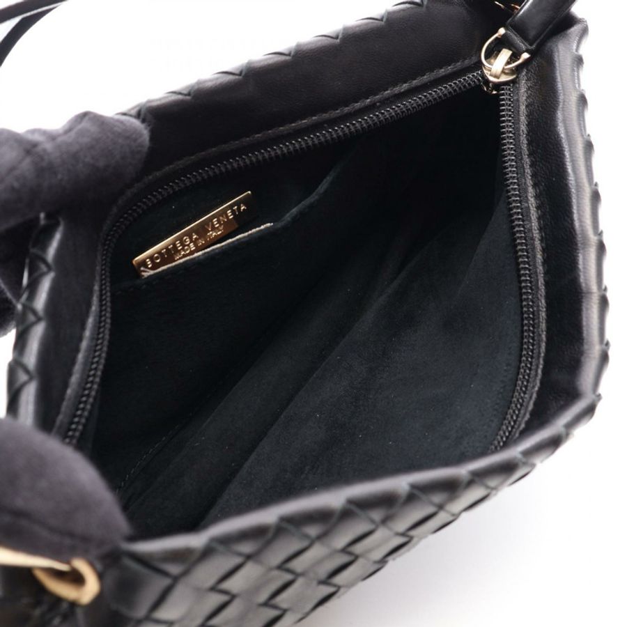 BOTTEGA VENETA Intrecciato 編織肩背包,黑色皮革,二手女款-2