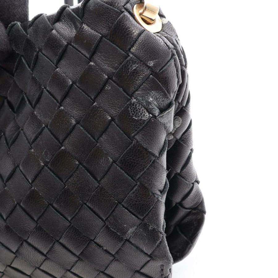 BOTTEGA VENETA Intrecciato 編織肩背包,黑色皮革,二手女款-5