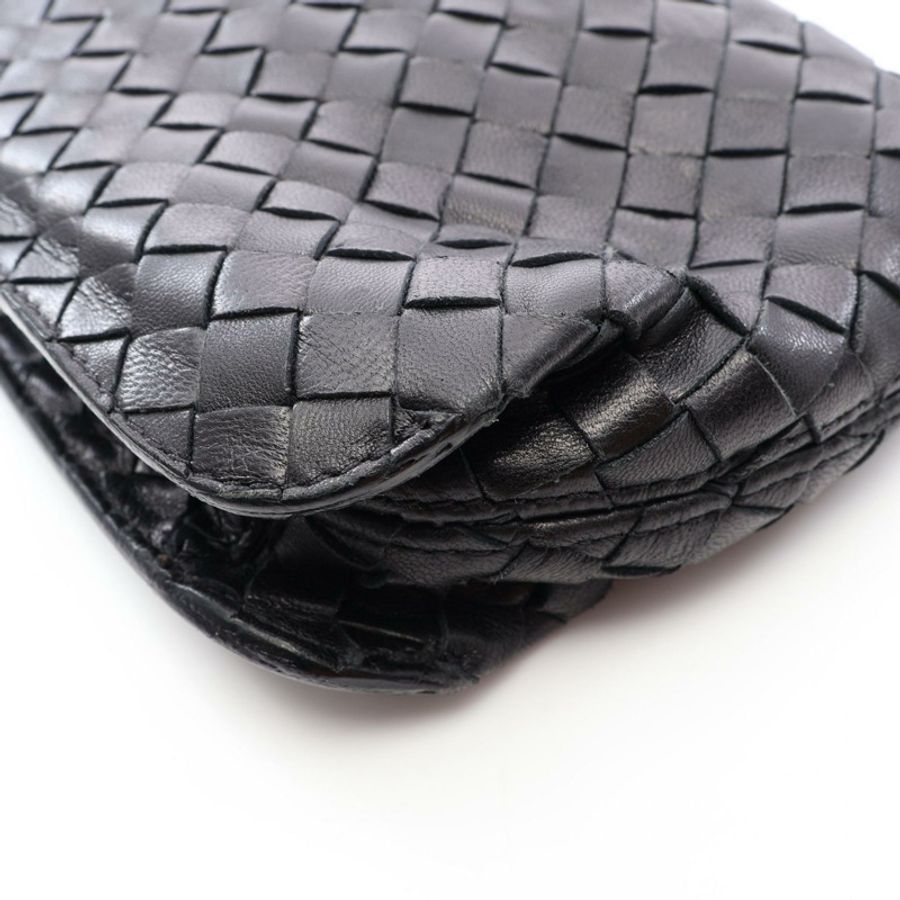 BOTTEGA VENETA Intrecciato 編織肩背包,黑色皮革,二手女款-6