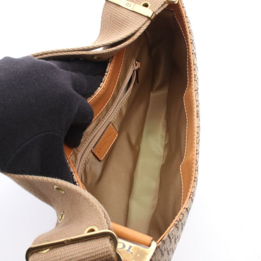 Christian Dior 街頭時尚 Trotter 單肩手提包 帆布皮革 米棕色-2