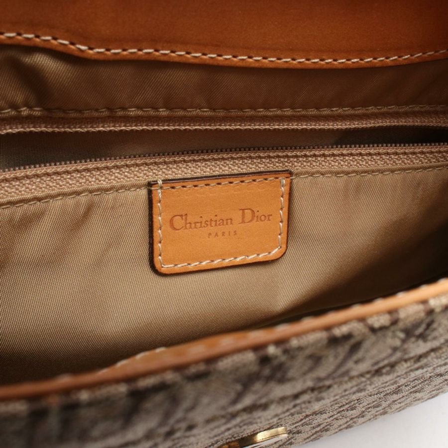 Christian Dior 街頭時尚 Trotter 單肩手提包 帆布皮革 米棕色-3
