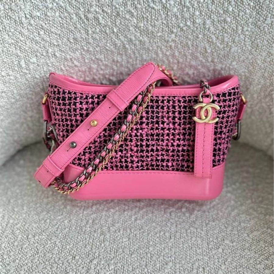 Chanel • Gabrielle 芭比粉千鳥格流浪包小號 🈶保卡-4