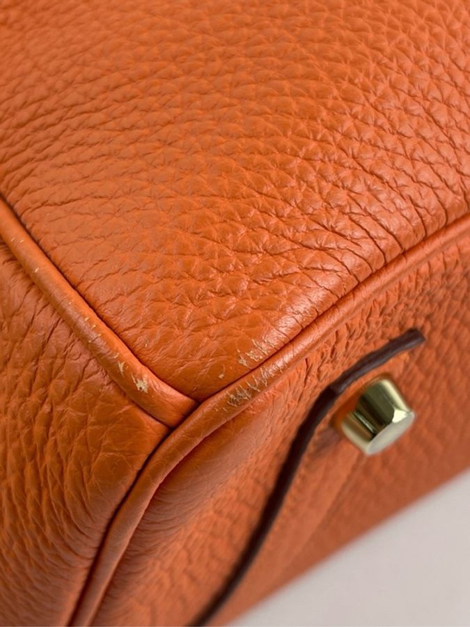 Hermes 愛馬仕birkin35橙色金扣 框Q-3
