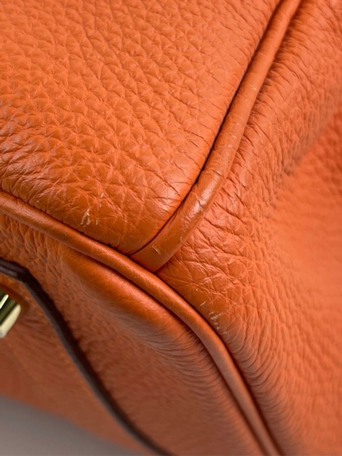 Hermes 愛馬仕birkin35橙色金扣 框Q-4