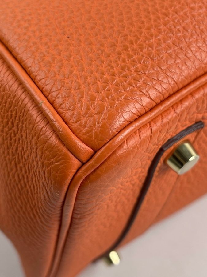 Hermes 愛馬仕birkin35橙色金扣 框Q-5