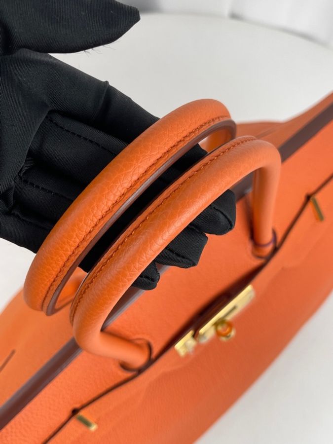 Hermes 愛馬仕birkin35橙色金扣 框Q-7