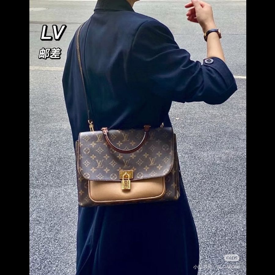 97❤️LV Marignan 老花鎖頭拼色郵差包-2