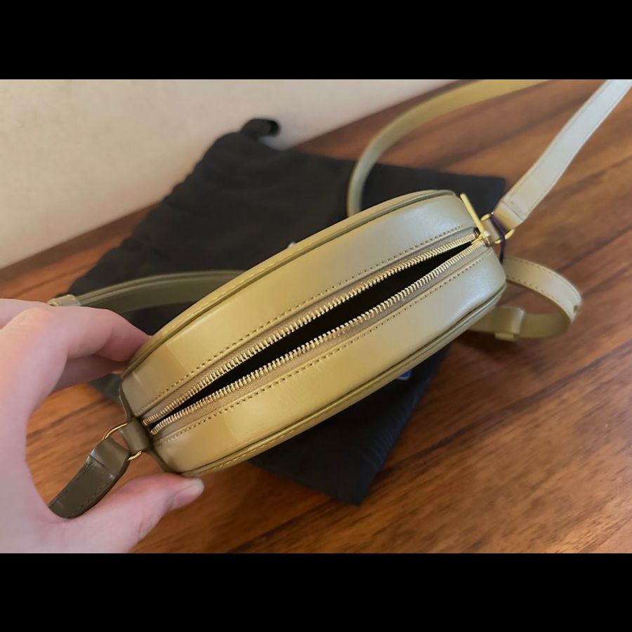 celine 抹茶綠牛皮Triomphe月餅包/豬鼻包-5