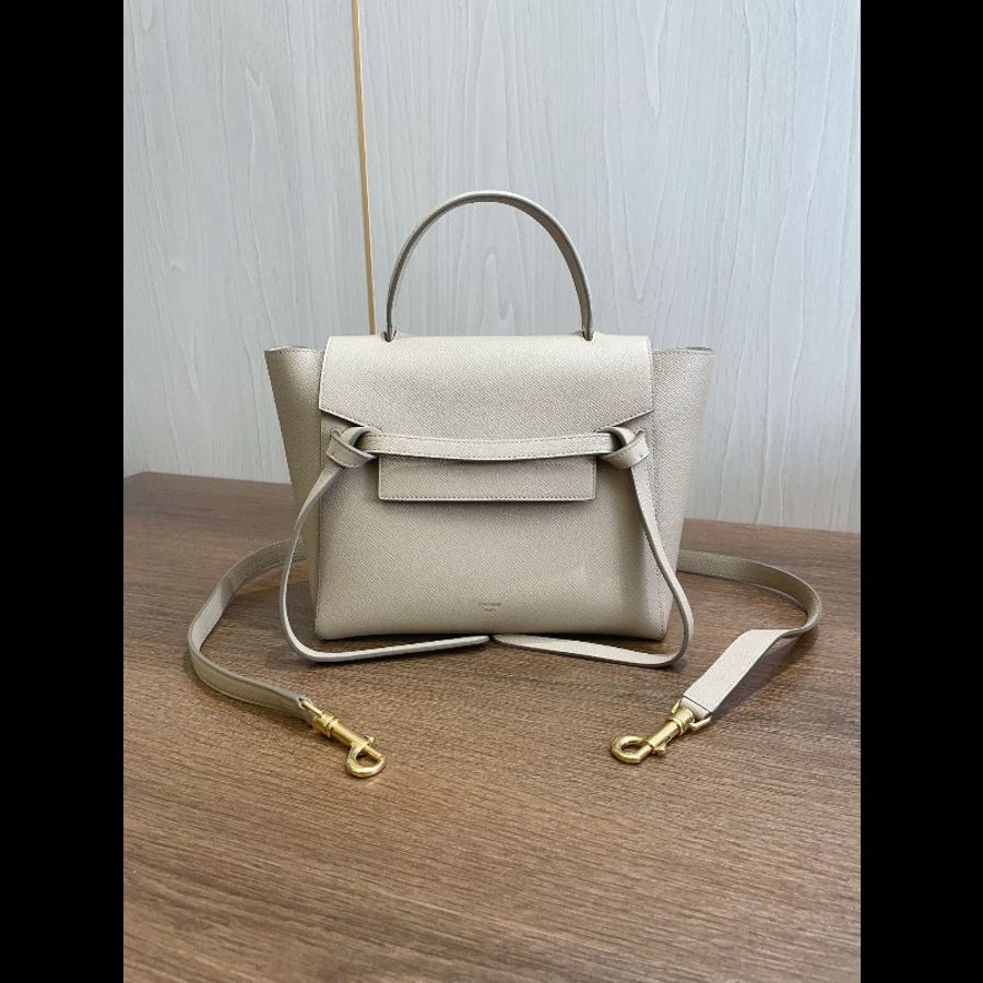 Celine/思琳 奶茶色小號鯰魚包,附肩帶-0
