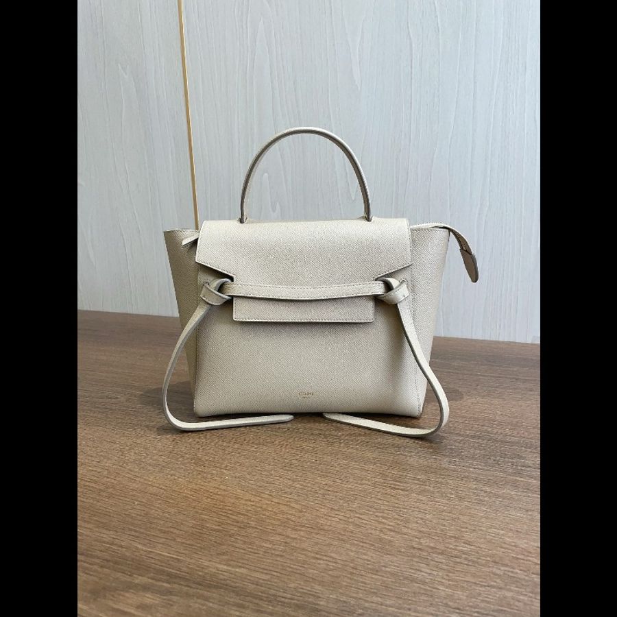 Celine/思琳 奶茶色小號鯰魚包,附肩帶-1
