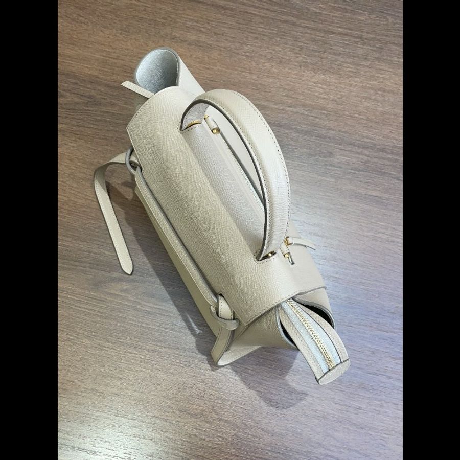 Celine/思琳 奶茶色小號鯰魚包,附肩帶-7