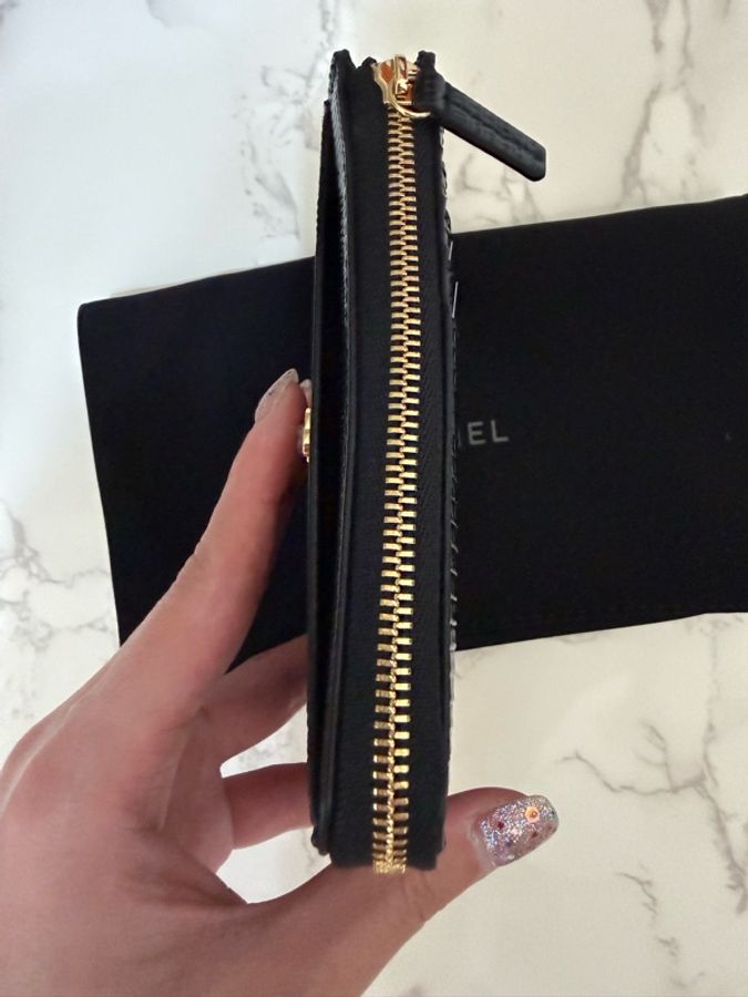 💖Chanel L型卡夾 零錢包 蜥蜴皮壓紋💖 黑色 全新-2
