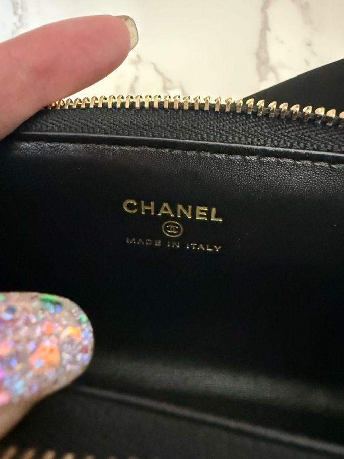 💖Chanel L型卡夾 零錢包 蜥蜴皮壓紋💖 黑色 全新-8