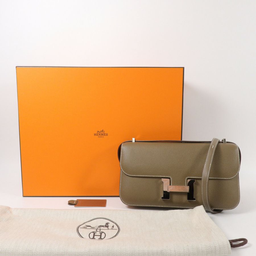HERMES Epsom皮革Constance Elan肩背袋Etoupe-10